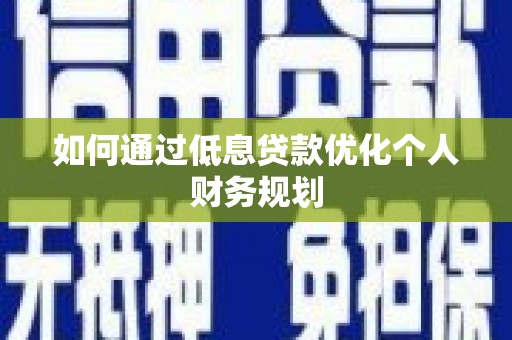 雨城如何通过低息贷款优化个人财务规划