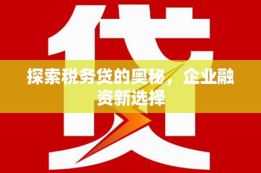 雨城探索税务贷的奥秘，企业融资新选择